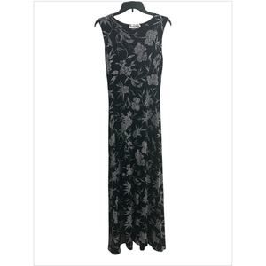 Vintage Ronni Nicole Black Floral Shimmer Sleeveless Party Dress Women’s Size 6